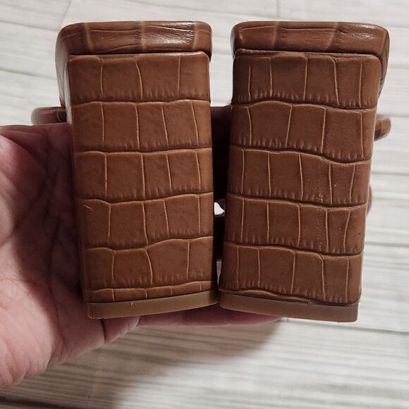 Sol Sana Judith Leather Mule Block Heel in Tan Croc Size 8 - Picture 5 of 10